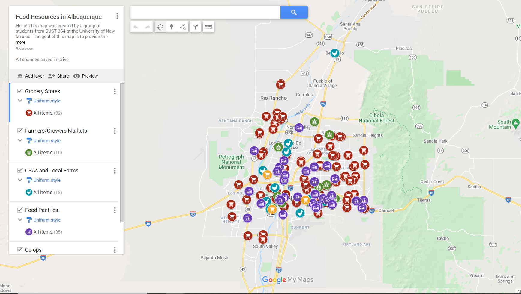 Photo: Map of Food Resources in Albuquerque